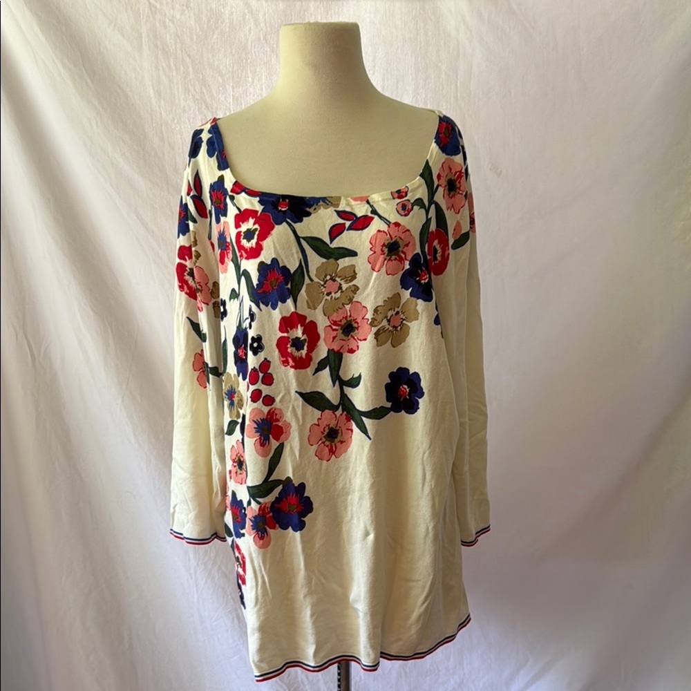 Talbots Woman Cream Floral 3/4 Sleeve Sweater Size 3X NEW